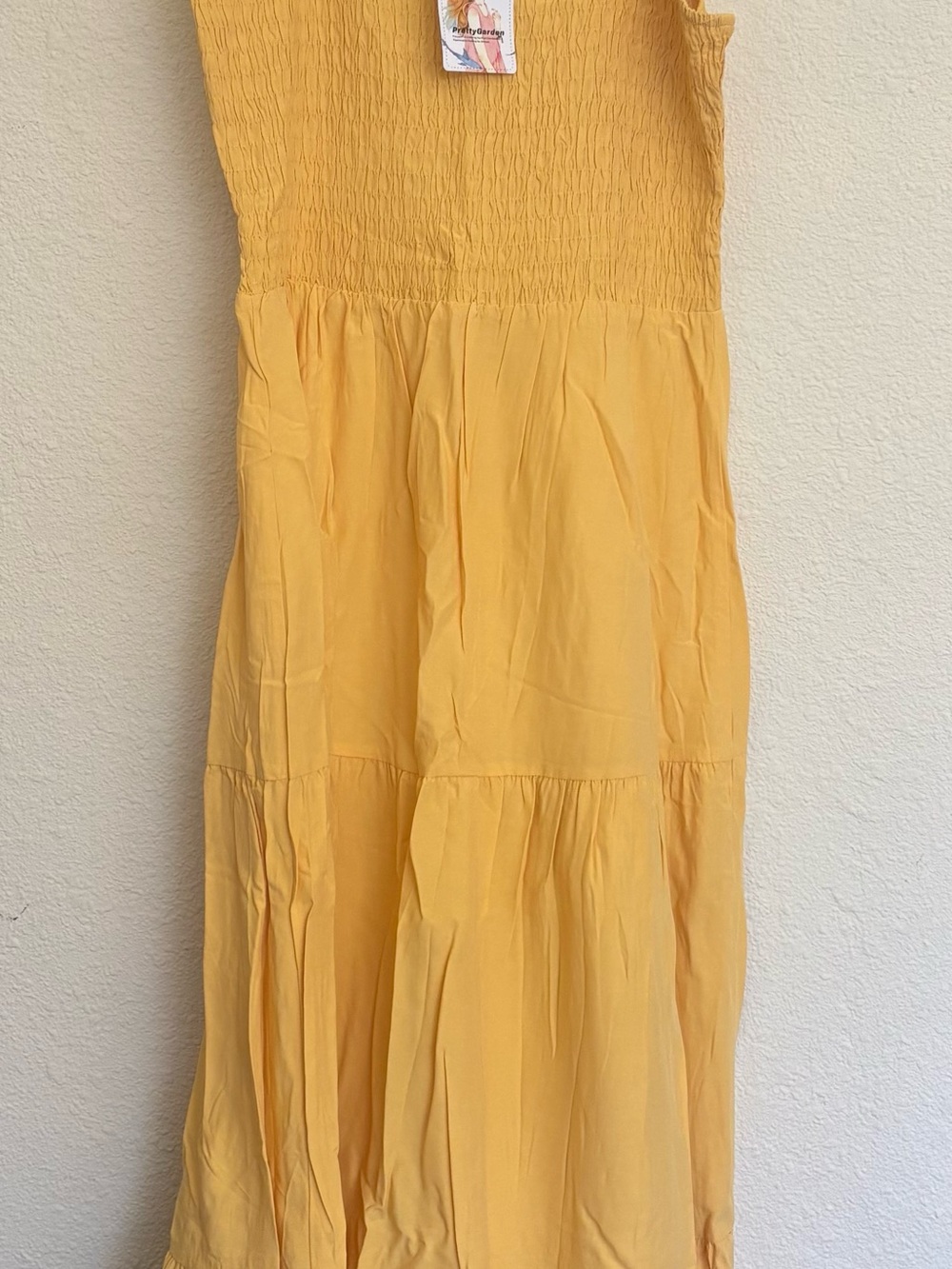 Smocked Bodice Yellow Maxi Dress